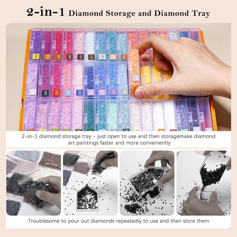 PP OPOUNT 60 PCS Diamond Art Storage Trays for Diamonds Storage & Line-Up, 2-in-1 DiamondPaintingStorage for Diamond Art Crafters, Diamond Art Convex Bottom Design, Diamond Painting Accessories - Image 4